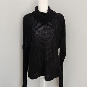 Garnet Hill Classic Black Cotton Knit Sweater